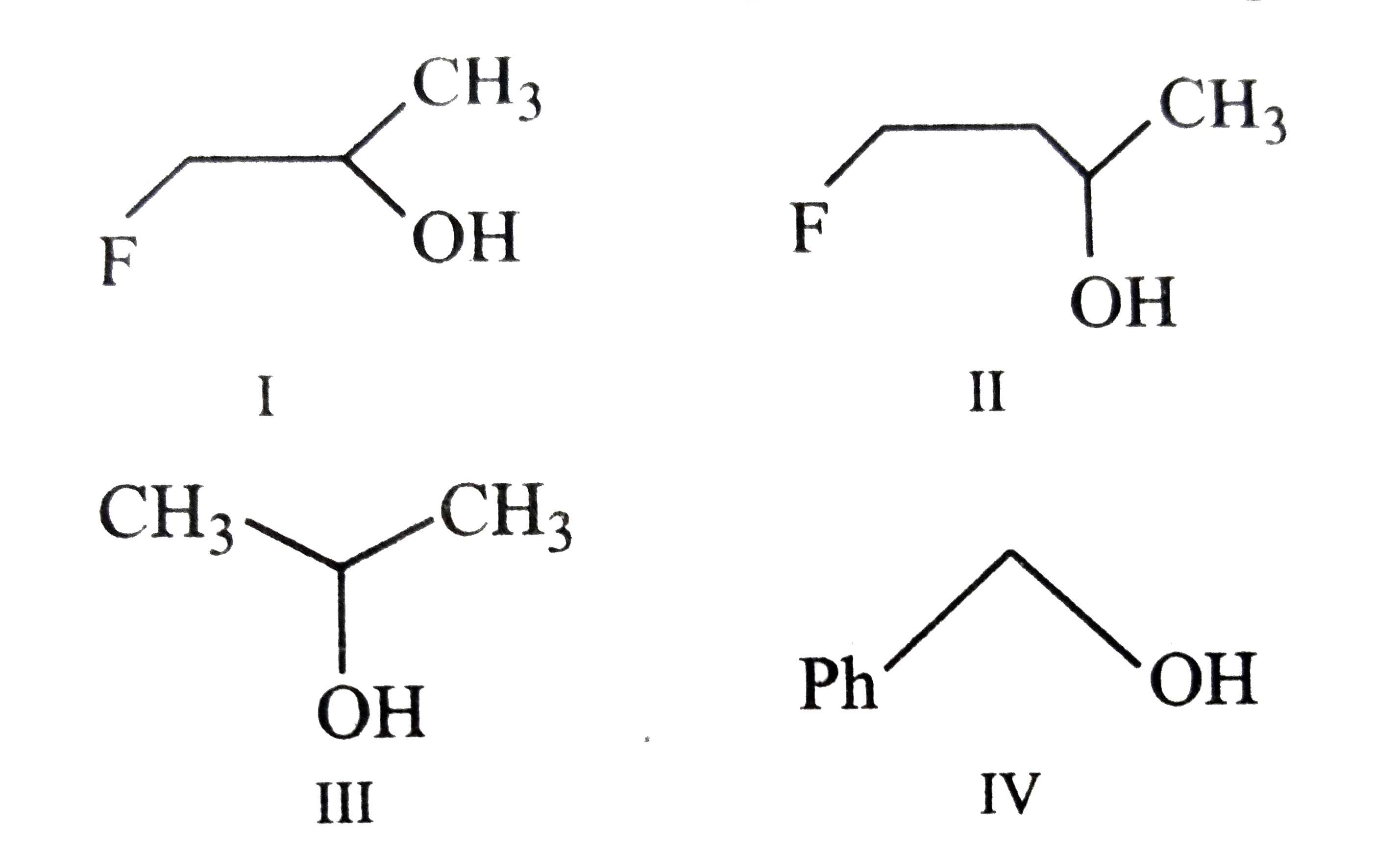 The order of reactivity of the following alcohols      towards conc. HCl is