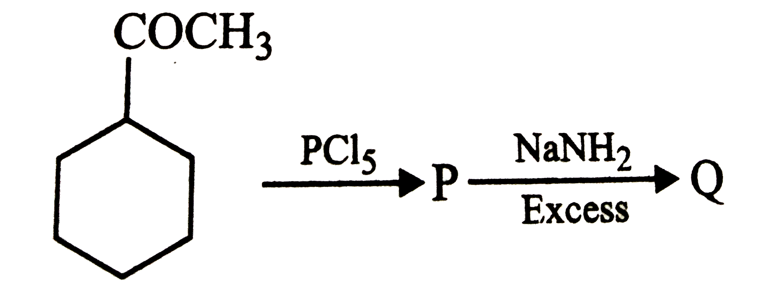 Identify 'Q' in the following sequence of reactions