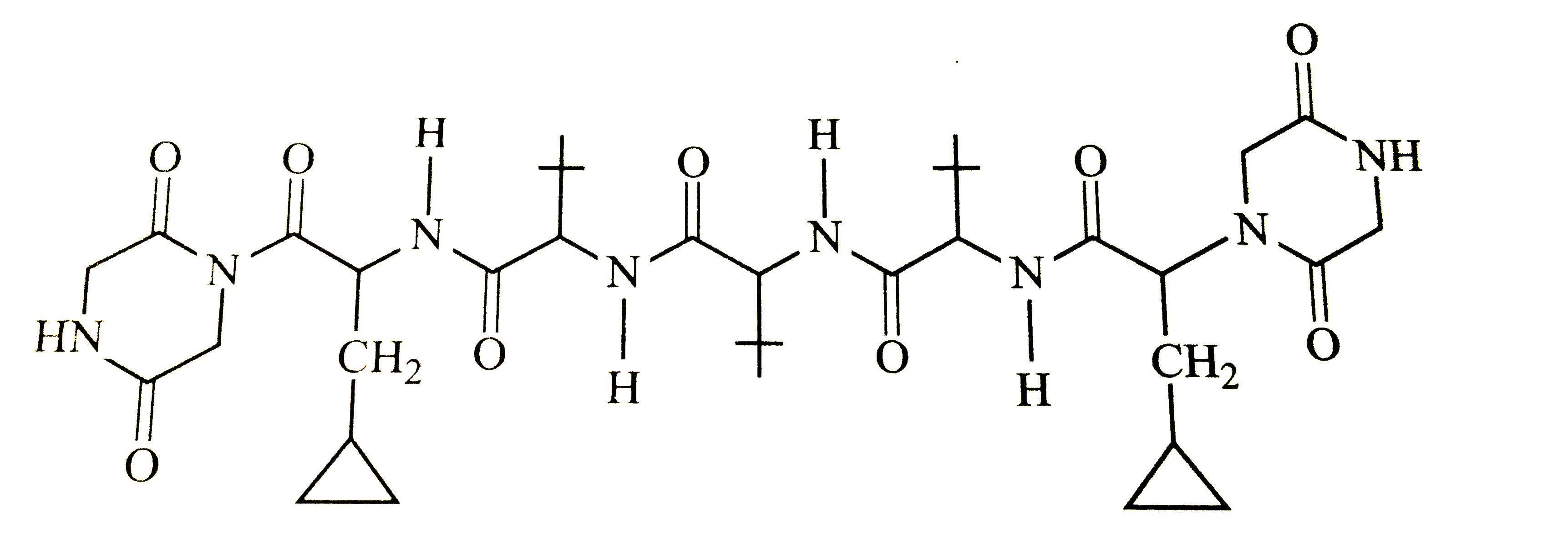 The total number of distinct naturally occuring amino acids obtained by complete acidic hydrolysis of the peptide shown below is