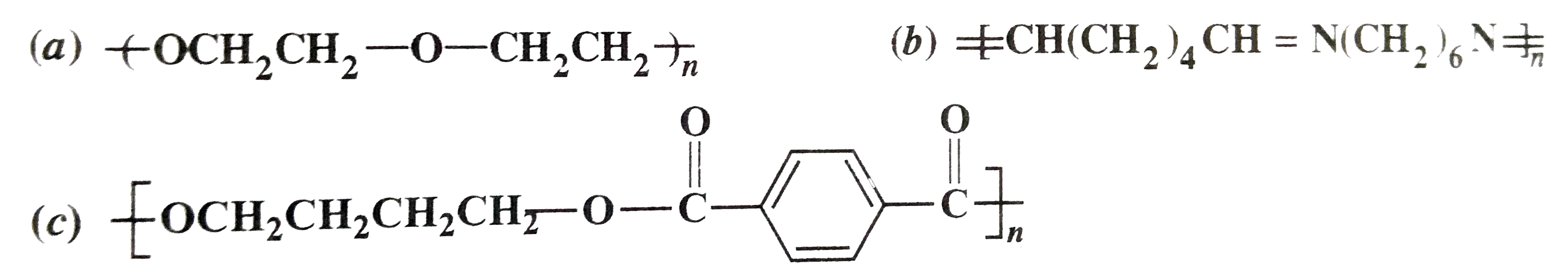 Write the structures of the monomers of the following polymers :