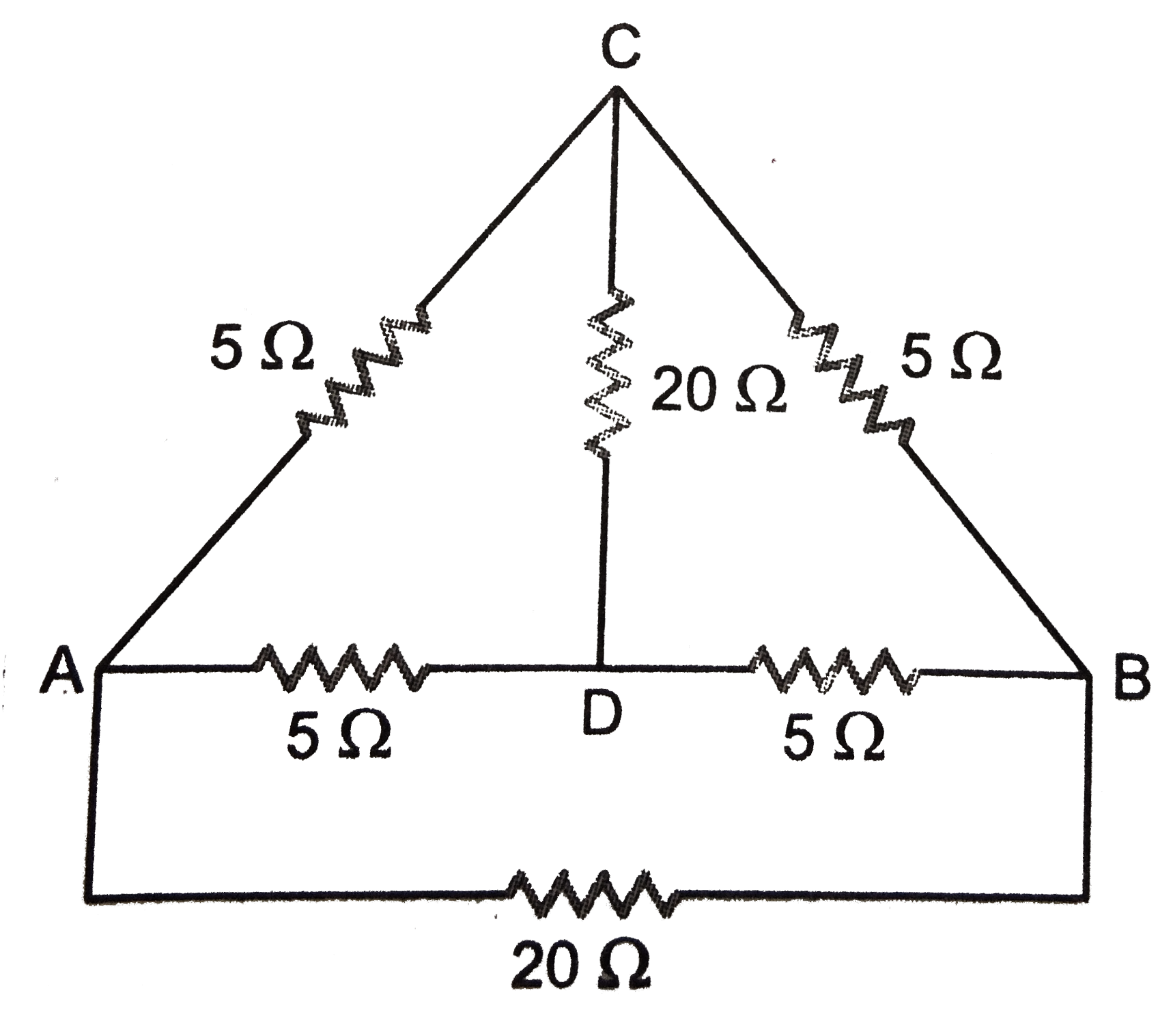 Calculate the resistance between the points A and B of the networks shown in figure