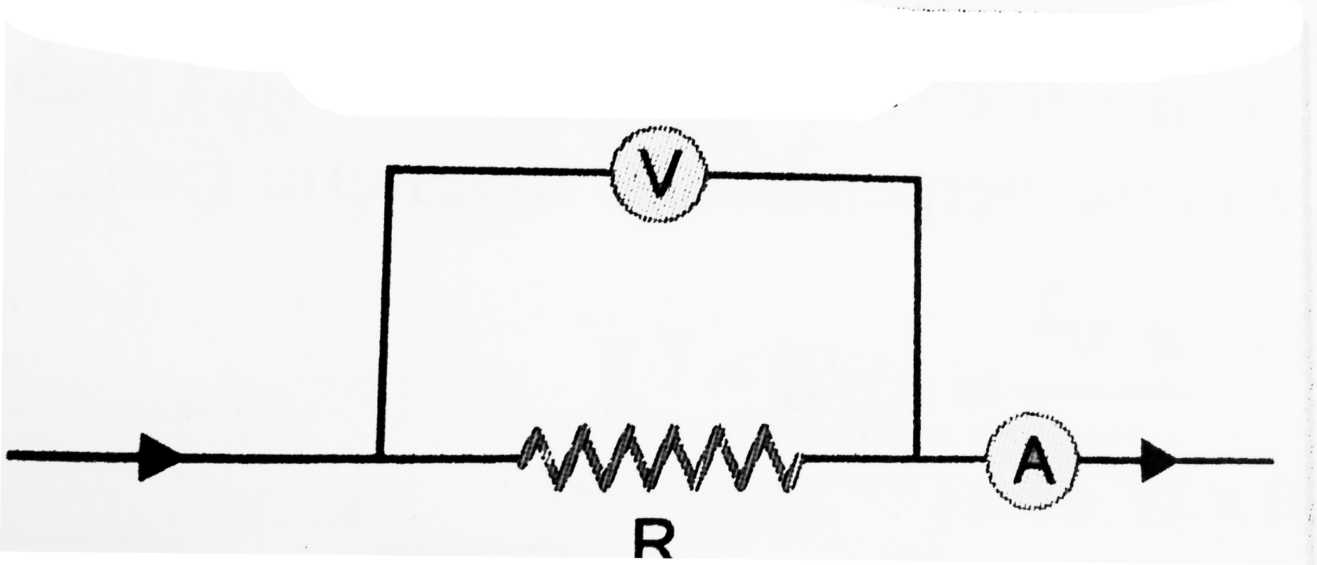 The voltmeter V in the figure. Reads 117V and the ammeter A reads 0*13A. The resistance of the voltmeter is 9000Omega and the resistance of ammeter is 0*015Omega. Compute (i) the resistance R, (ii) the power input to R.