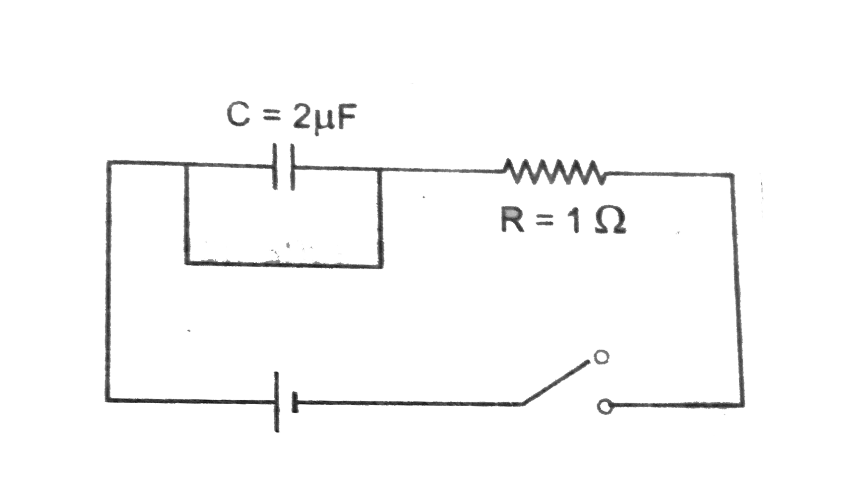 The capacitive time constant of the RC circuit shown in the figure.
