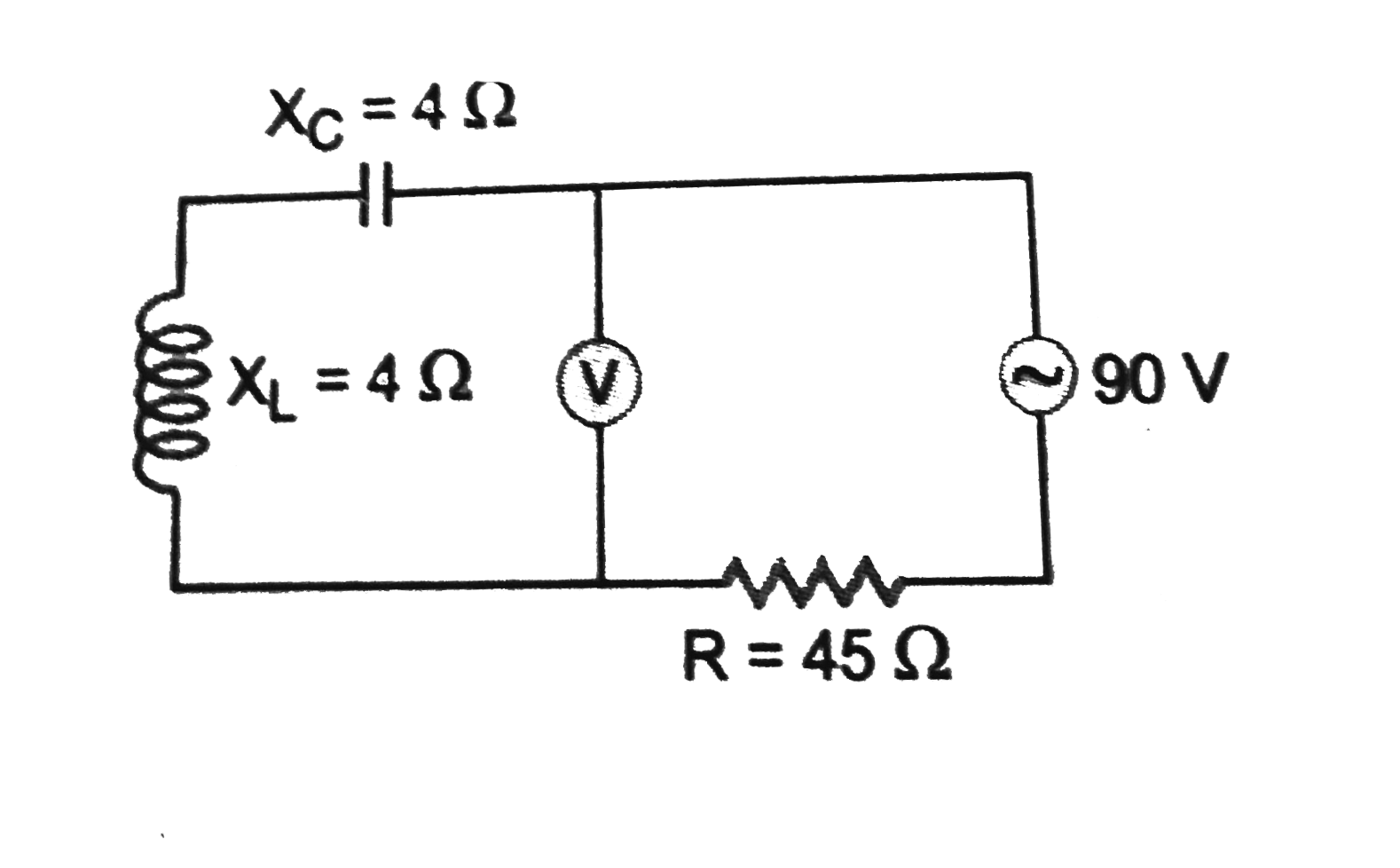 What will be the reading in the voltmeter and ammeter of the circuit shown in fig.