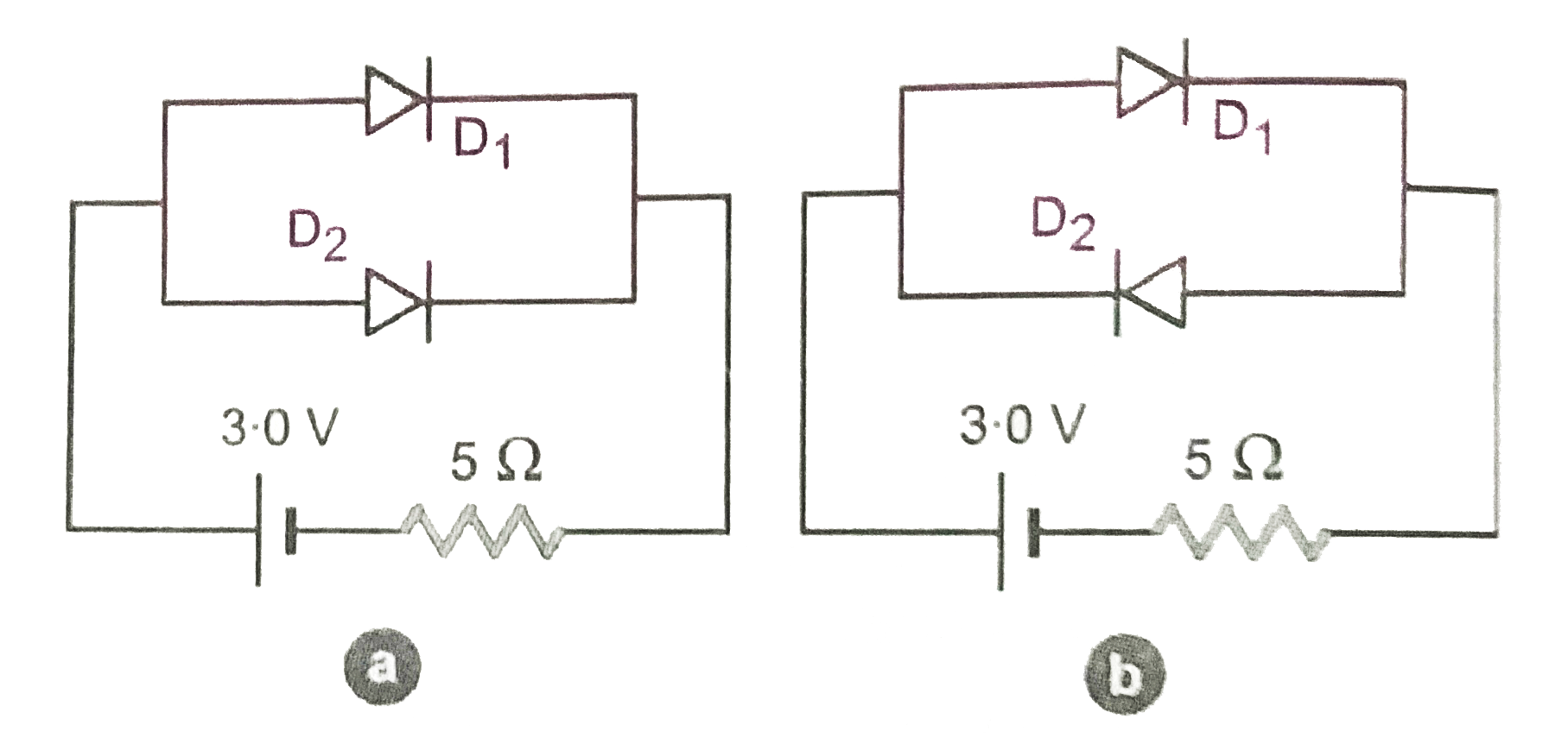 Determine the current through the resistancees of the circuit shown in Fig.. The each p-n junction used is ideal one.