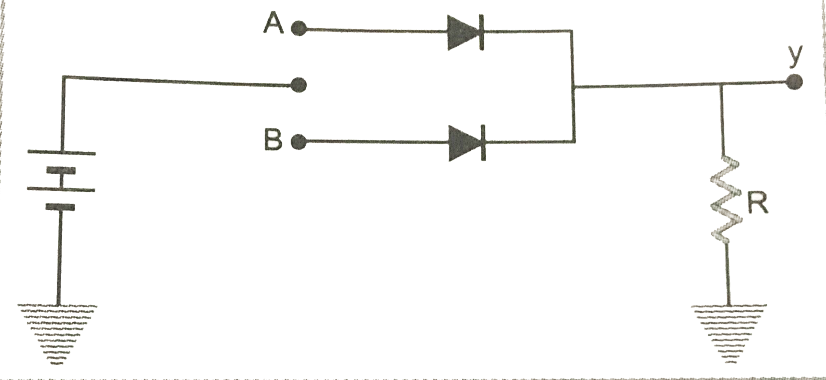 Name the logic gate realised using p-n junction diode in the given Fig.Give its logic symbol.