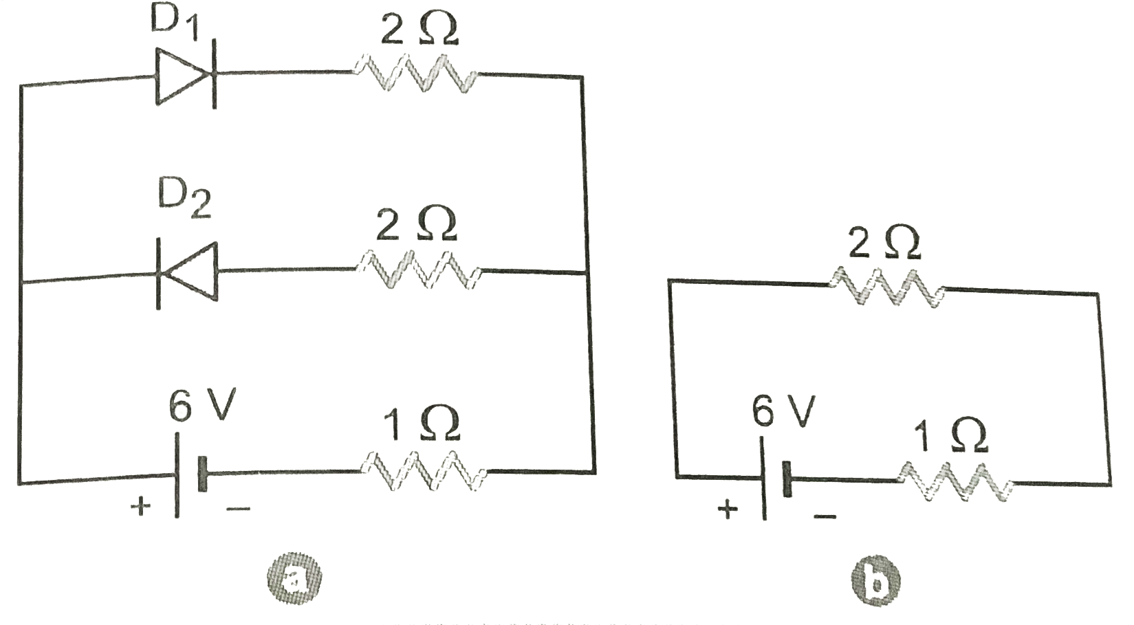 For the circuit shown in Fig., find the current flowing through the 1Omega resistor. Assume that the two diode are ideal diode.