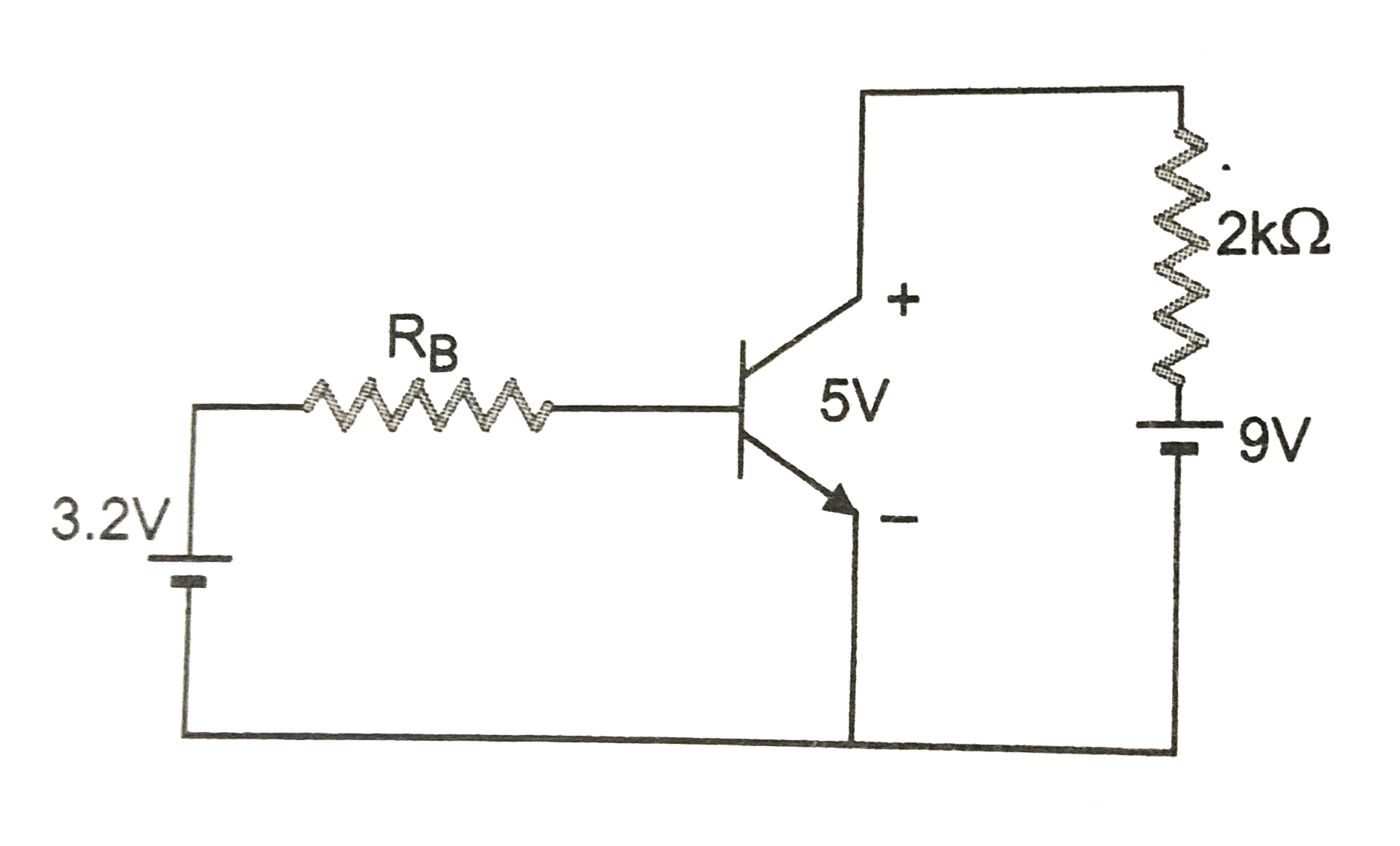 In which region transistor with h(fe)=80 operates as shown in Fig. Also find R(B).