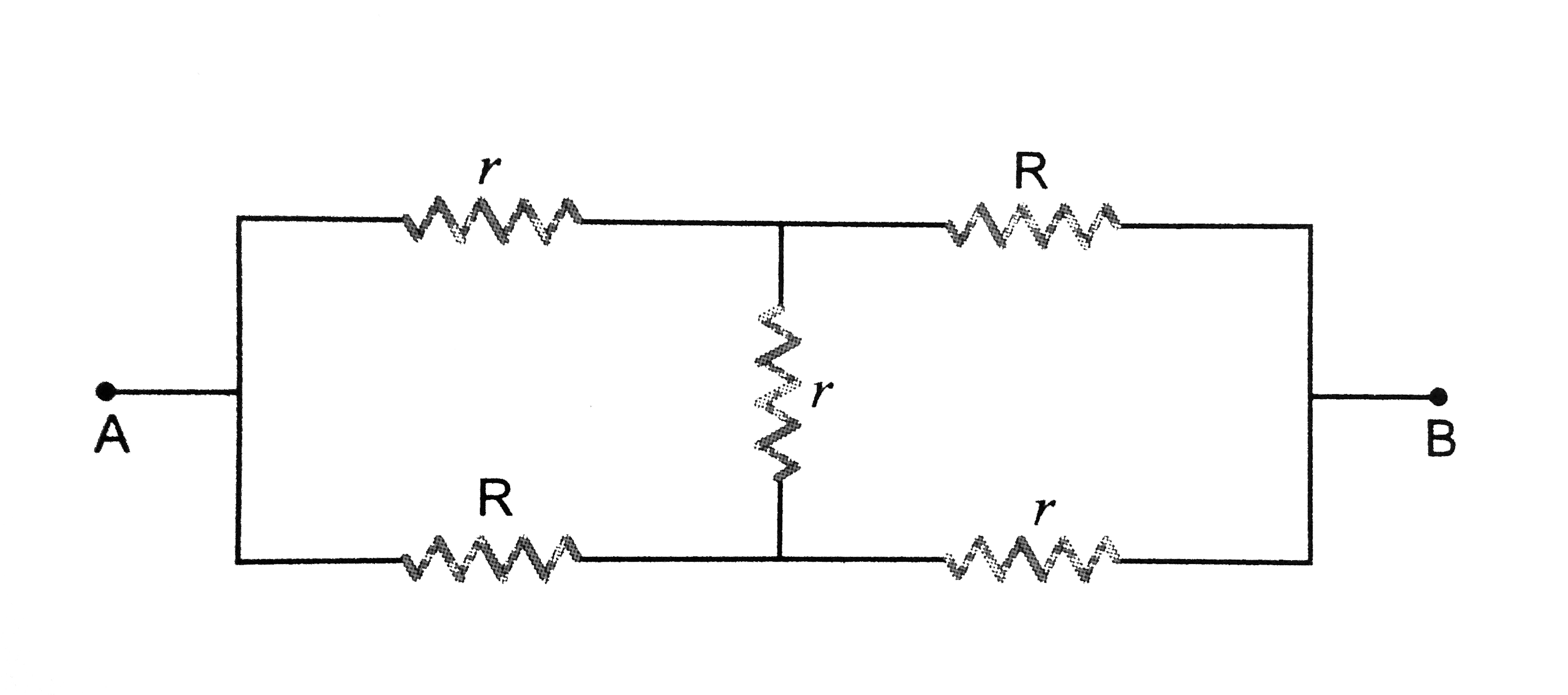 Calculate the equivalent resistance between the points A and B of the net-work shown in Fig. MTP 2.1.
