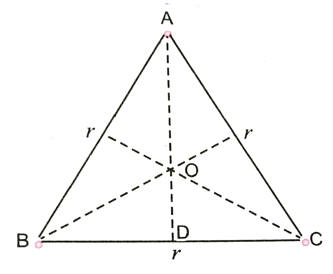There are three identical point mass bodies each of mass m locted at the vertices of an equilateral triangle with side r. They are experting gravitational force of attraction on each other, which can be given by Newton's law of gravitaiton. Each mass body produces its gravitational field in the surrounding region. the magnitude of gravitational field at a point due to a point mass body is the measure of gravitaitonal intensity at that point. The gravitational potential at a point in a gravitational field is the amount of workdone in bringing a unit mass body infinity to the given point without acceleration.      Answer the following questions :    The magnitude of the gravitational force on one body due to other two bodies is