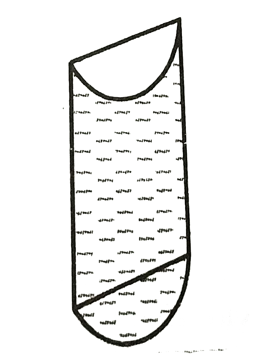 A liquid is contained in a vertical tube of semi-circular cross-section. The angle of contact is zero fig. What is the ratio of the force of surface tension on the curved part and the flat part of the tube?