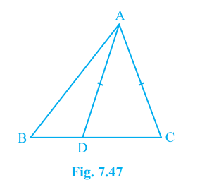 D is a point on side BC of Delta ABC such that AD = AC (see Fig. 7.47). Show that AB > AD.