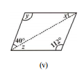 Consider the following parallelograms. Find the values of the unknowns x, y, z.