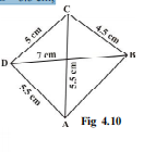 Construct a quadrilateral ABCD, given that BC = 4.5 cm, AD = 5.5 cm, CD = 5 cm the diagonal AC = 5.5 cm and diagonal BD = 7 cm.