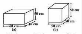 There are two cuboidal boxes as shown in the adjoining figure. Which box requires the lesser amount of material to make?