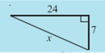 Find the unknown length x in the following figures
