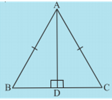 ABC is an isosceles triangle with AB = AC and AD is one of its altitudes.      State the three pairs of equal parts in triangleADB and triangleADC.