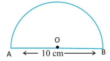 Find the perimeter of the adjoining figure, which is a semicircle including
its diameter
