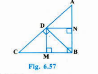 In Fig, D is a point on hypotenuse AC of Delta ABC, such that  BD bot AC, DM bot BC and DN bot AB.Prove that :- DM^2=DN.MC