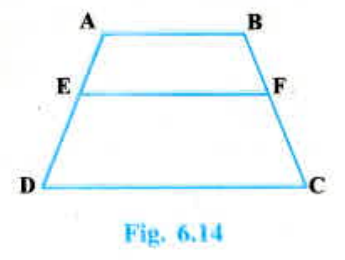 ABCD is a trapezium with AB II DC, E and F are paints on non-parallel sides AD and BC respectively such that EF is parallel to AB Show that (AE)/(ED)=(BF)/(FC).