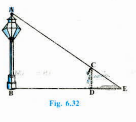 A girl of height 90cm cm is  walking away from the base of a lamp-post at a speed of 1.2 m/s. If the lamp is 3.6 m above the ground, find the length of her shadow after 4 seconds.
