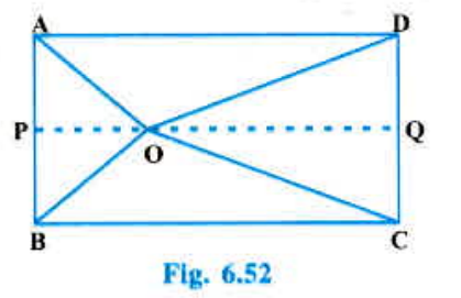 O is any point inside a rectangle ABCD (see Fig. 6.52). Prove that OB^2 + OD^2 = OA^2 + OC^2.