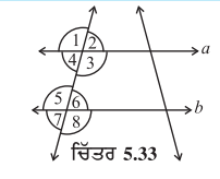 ਹੇਠ ਲਿਖਿਆਂ ਵਿਚ ਹਰੇਕ ਕਥਨ ਵਿਚ ਵਰਤੇ ਗਏ ਗੁਣ ਦਾ ਵਰਨਣ ਕਰੋ( ਚਿੱਤਰ 5.34)। ਜੇ angle 4 =angle 6, ਤਾਂ a||b