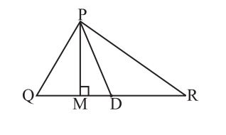 triangle PQR ਵਿੱਚ ਭੁਜਾ bar (QR) ਦਾ ਮੱਧ ਬਿੰਦੂ D ਹੈ। ਕੀ QM = MR ?