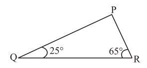 ਤ੍ਰਿਭੁਜ PQR ਵਿਚ ਕੋਣ Q=25^@ ਅਤੇ ਕੋਣ R= 65^@ ਹੈ। ਹੇਠ ਲਿਖੇ ਕਥਨ ਵਿੱਚੋਂ ਕਿਹੜਾ ਸਹੀ ਹੈ? (i) PQ^2 + QR^2 = RP^2