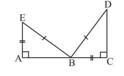 ਹੇਠ ਲਿਖਿਆਂ ਵਿੱਚ ਤੁਸੀਂ ਕਿਹੜੇ ਸਰਬੰਗਸਮ ਮਾਪ ਦੰਡ ਦਾ ਪ੍ਰਯੋਗ ਕਰੋਗੇ? ਦਿੱਤਾ ਹੈ: EB = DB                               AE = BC                                                angle A = angle C= 90^@           ਇਸ ਲਈ , triangle ABE cong triangle CDB
