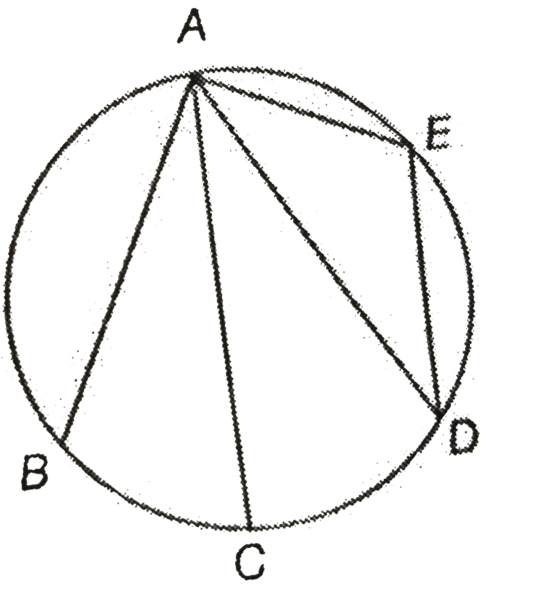 In the given figure, AC is the diameter, AB and AD are equal chords. If angle AED=110^(@), then find angleBAD.