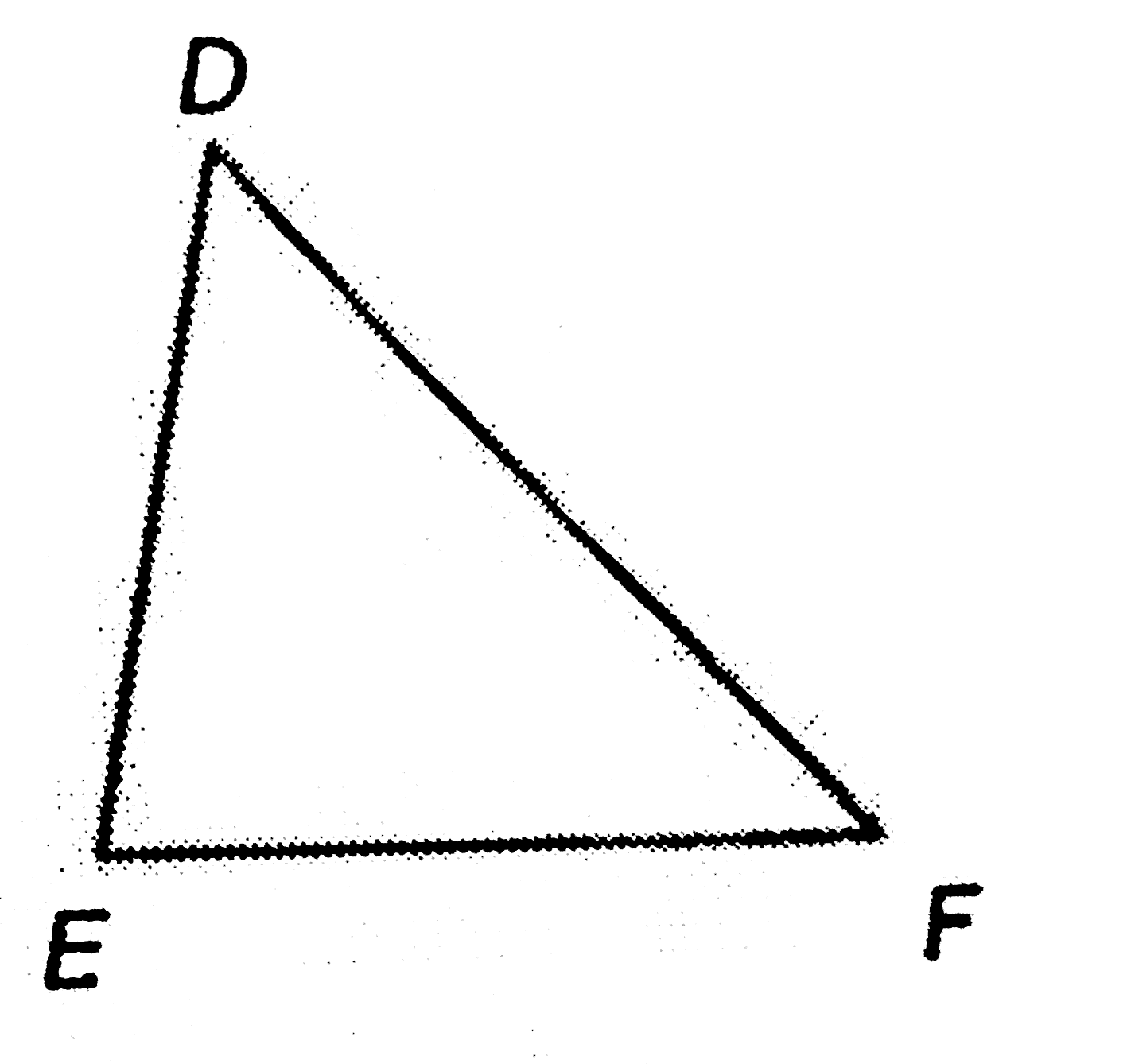 In the given figure, DEF is a triangle. If DF is the longest side and EF is the shortest side, then which of the following is true?