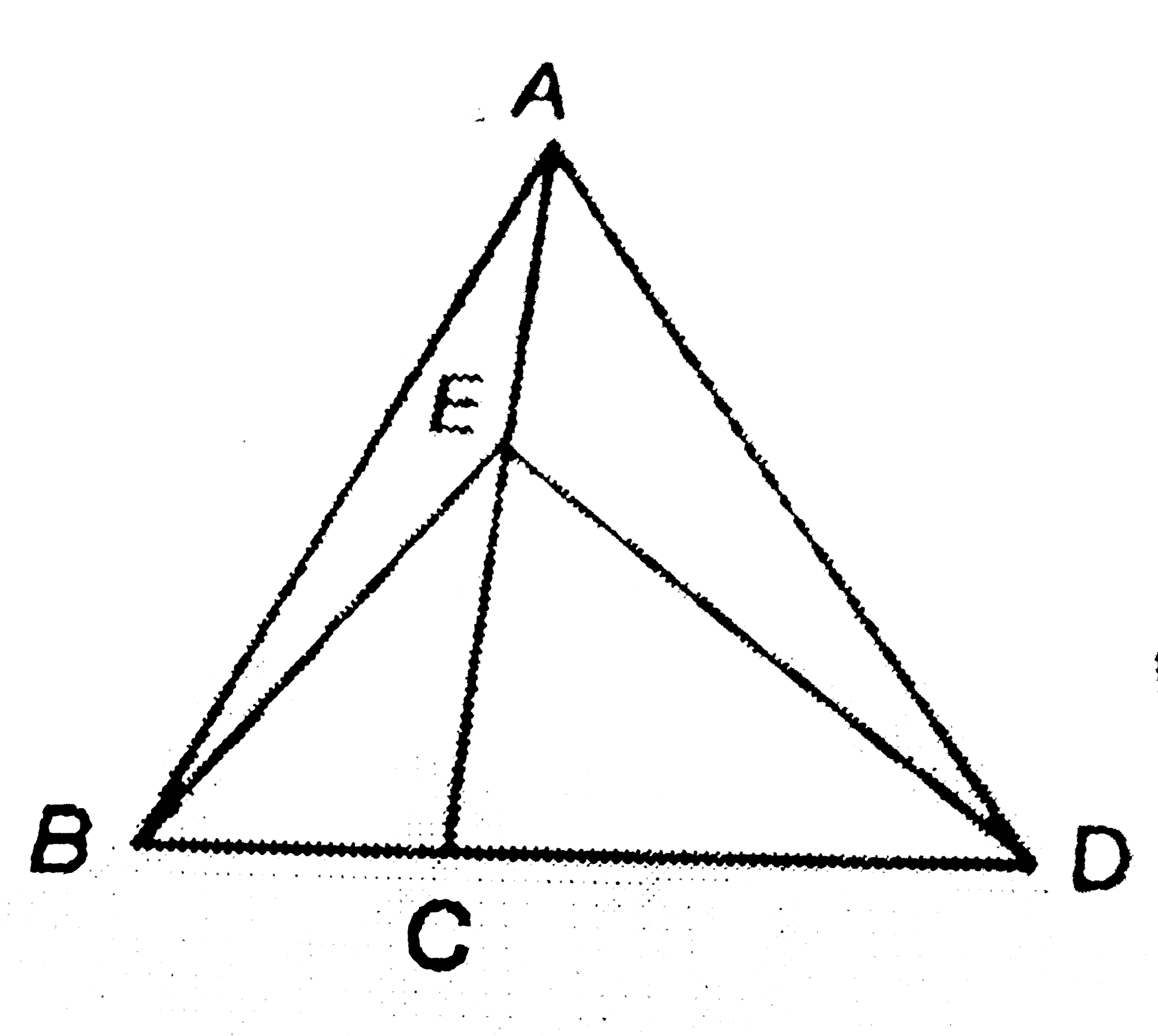 If BC:CD=2:2, AE:EC=2:3, then find the ratio of the area of the triangleECD to the area of triangleAEB.