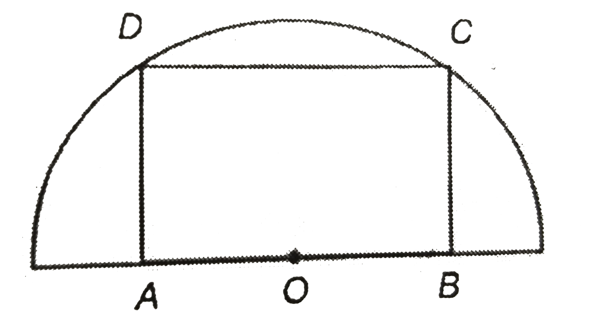 In the given figure, ABCD is a rectangle inscribed in a semi-circle. If the length and the bredth of the rectangle are in the ratio 2:1. What is the ratio of the perimeter of the rectangle to the diameter of the semicircle?