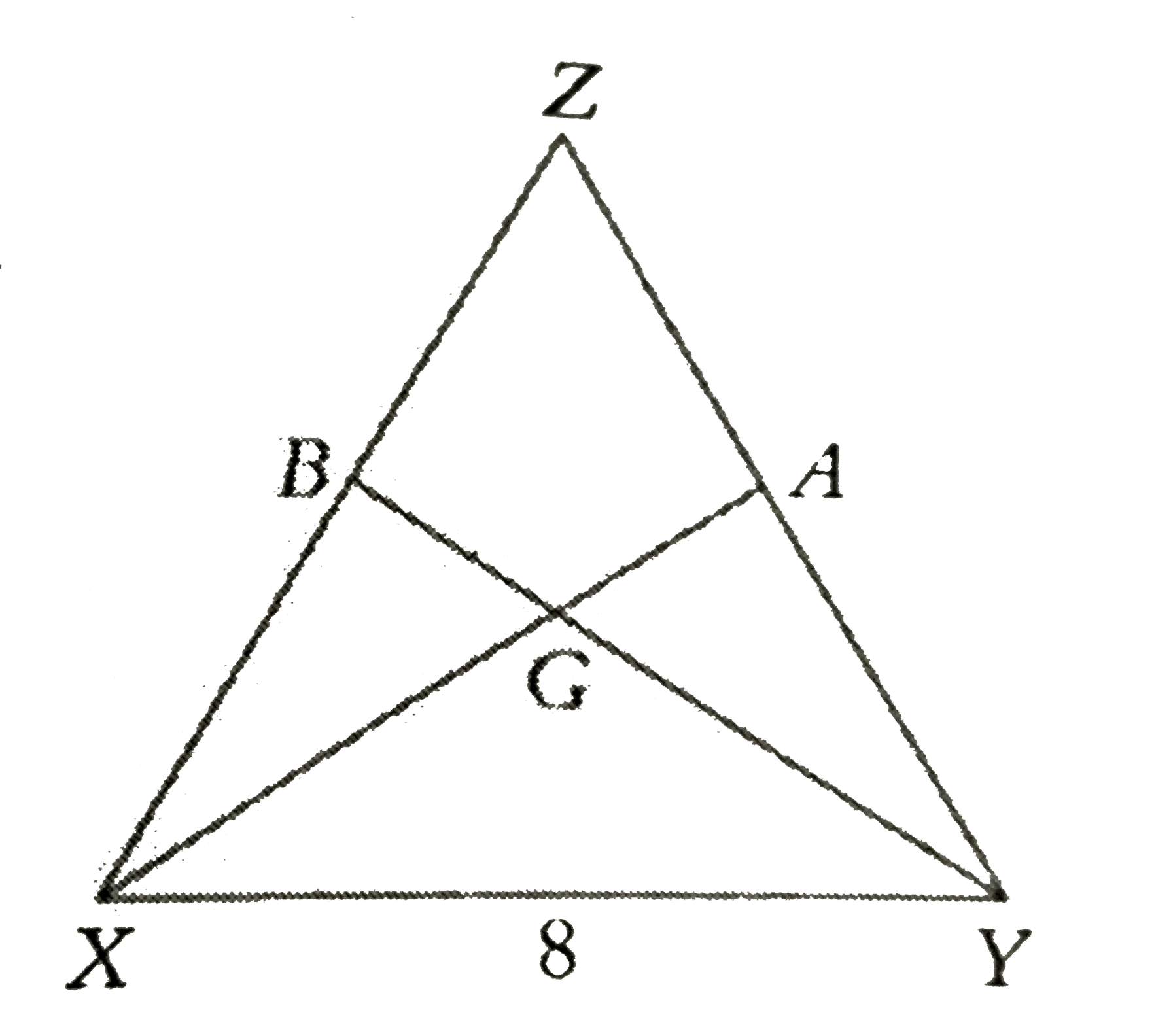 Construct a triangle XYZ in which XY=8 cm , the median XA drawn from X to YZ is 6.6 cm and the median YB drawn from Y to XY is 7.2 cm.