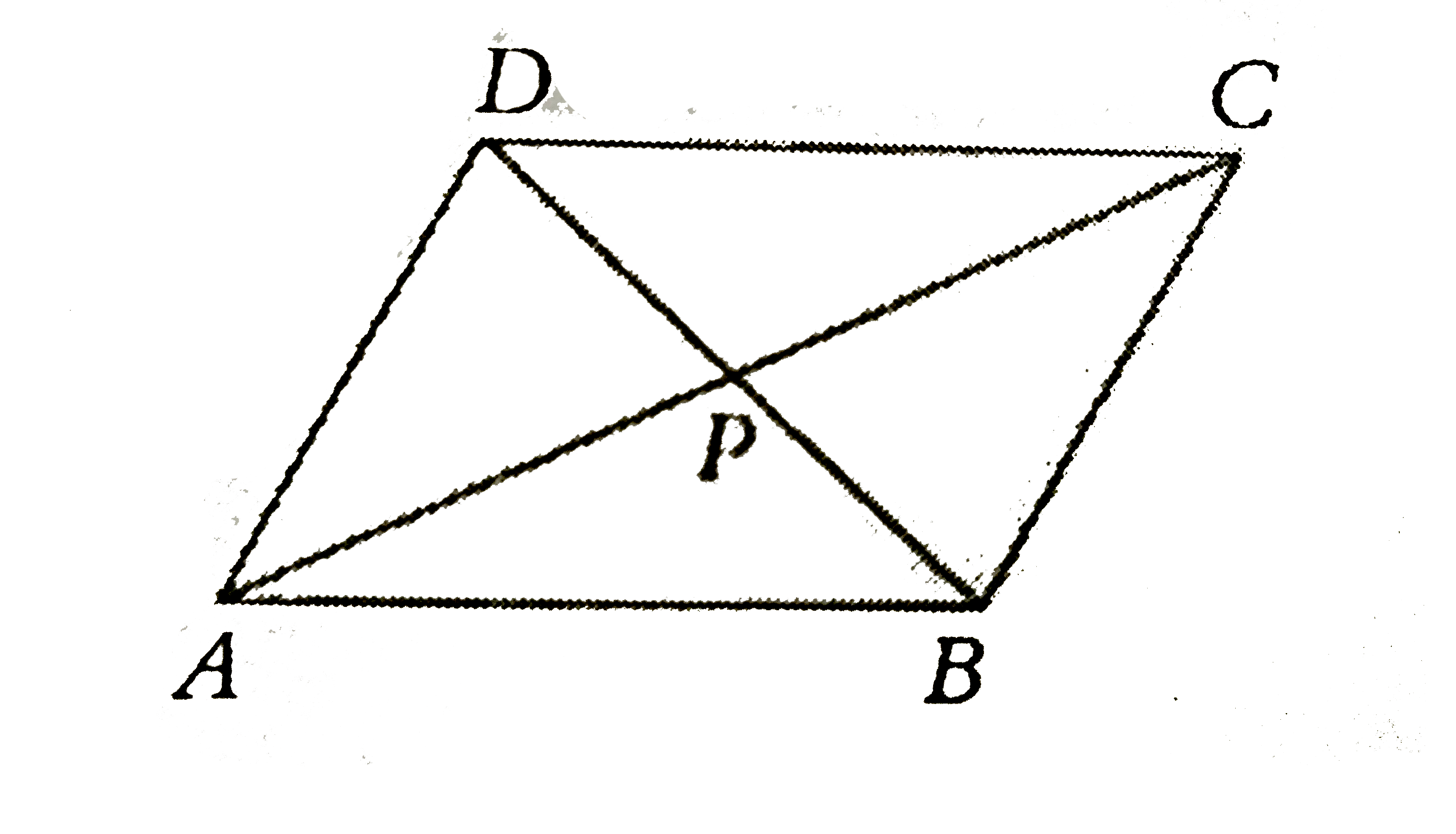 In the figure above, ABCD is a parallelogram, AC=14 cm and BD=10 cm, then AP+BP= cm .