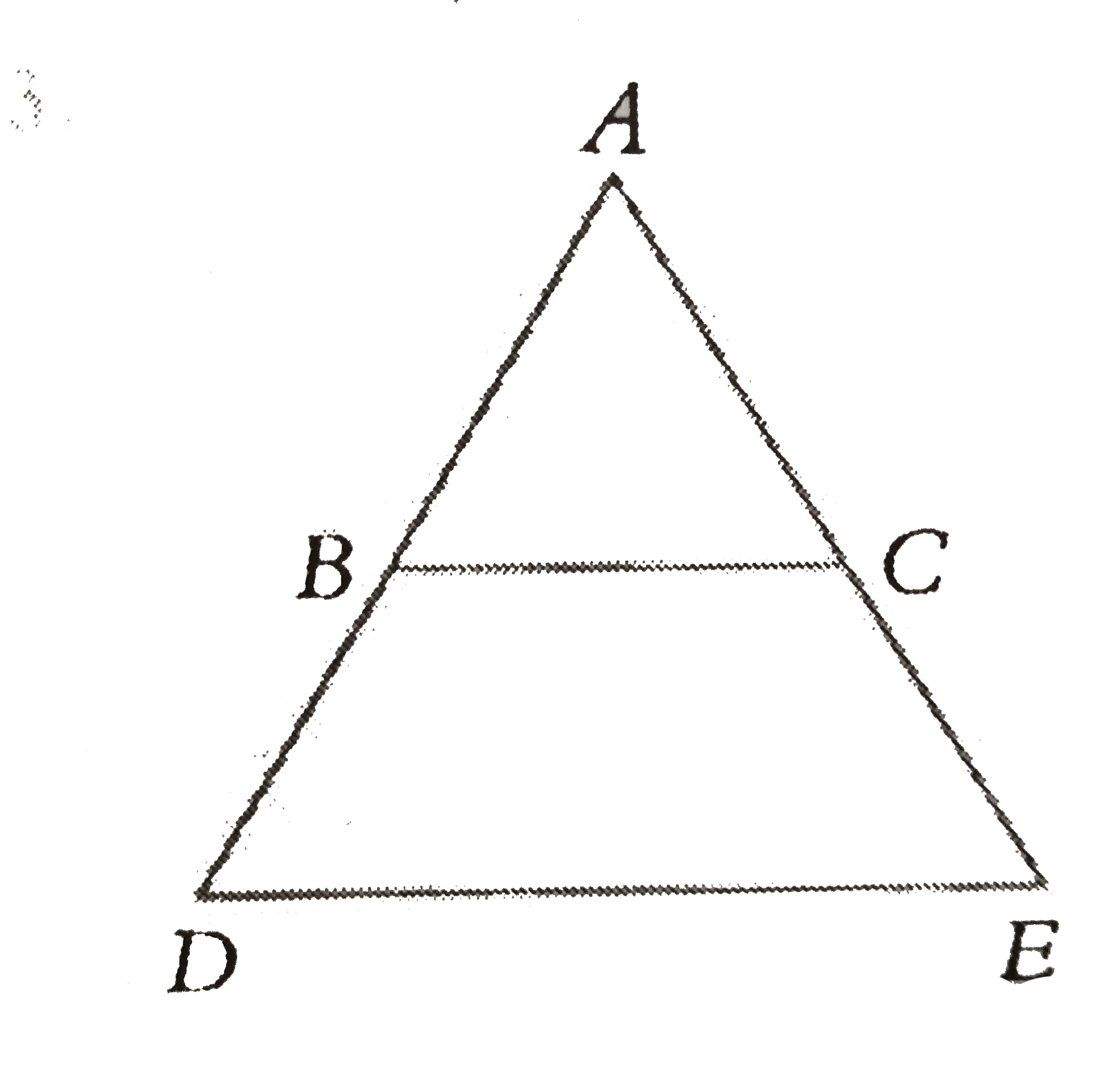 In the figure above, BC || DE and angleABC=angleCED. angleA=angleACB-30^(@). Find angleA.