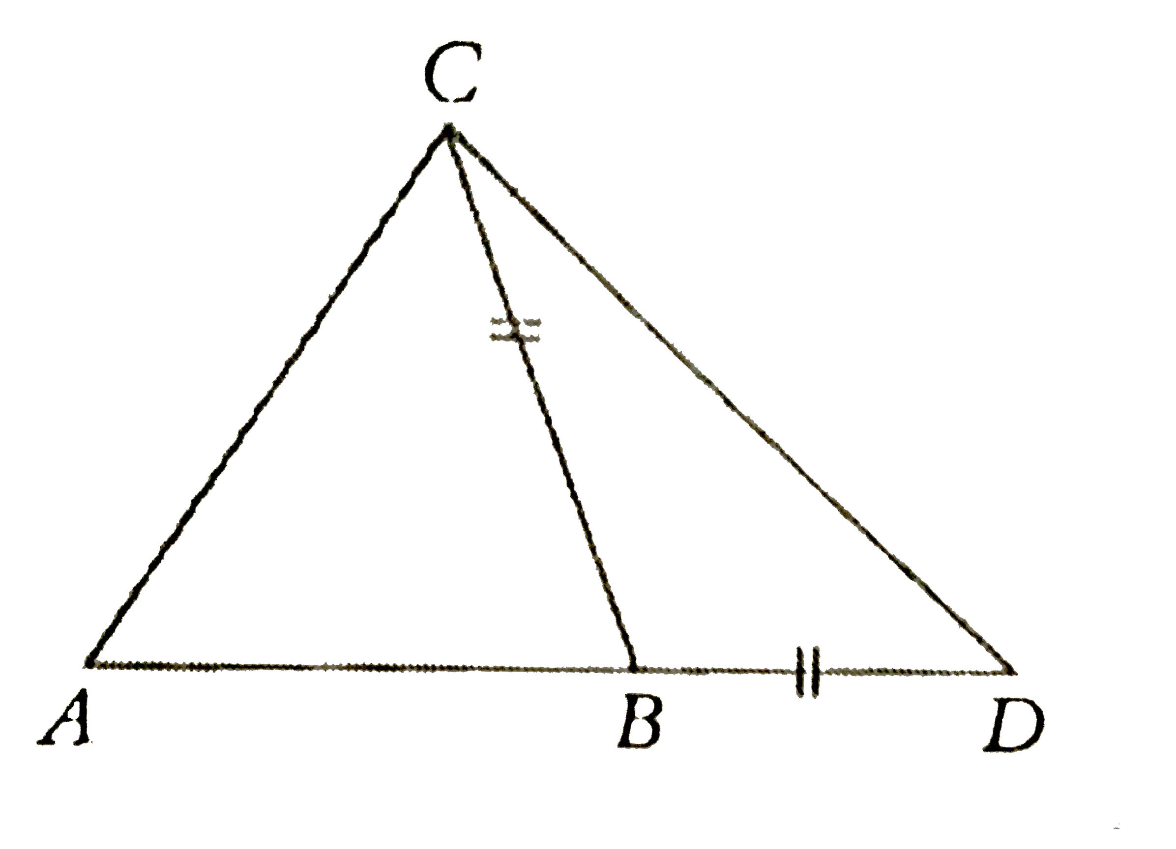 In the given figure, angleACB=60^(@), angleCAB=50^(@) and BC=BD. Find angleBDC.