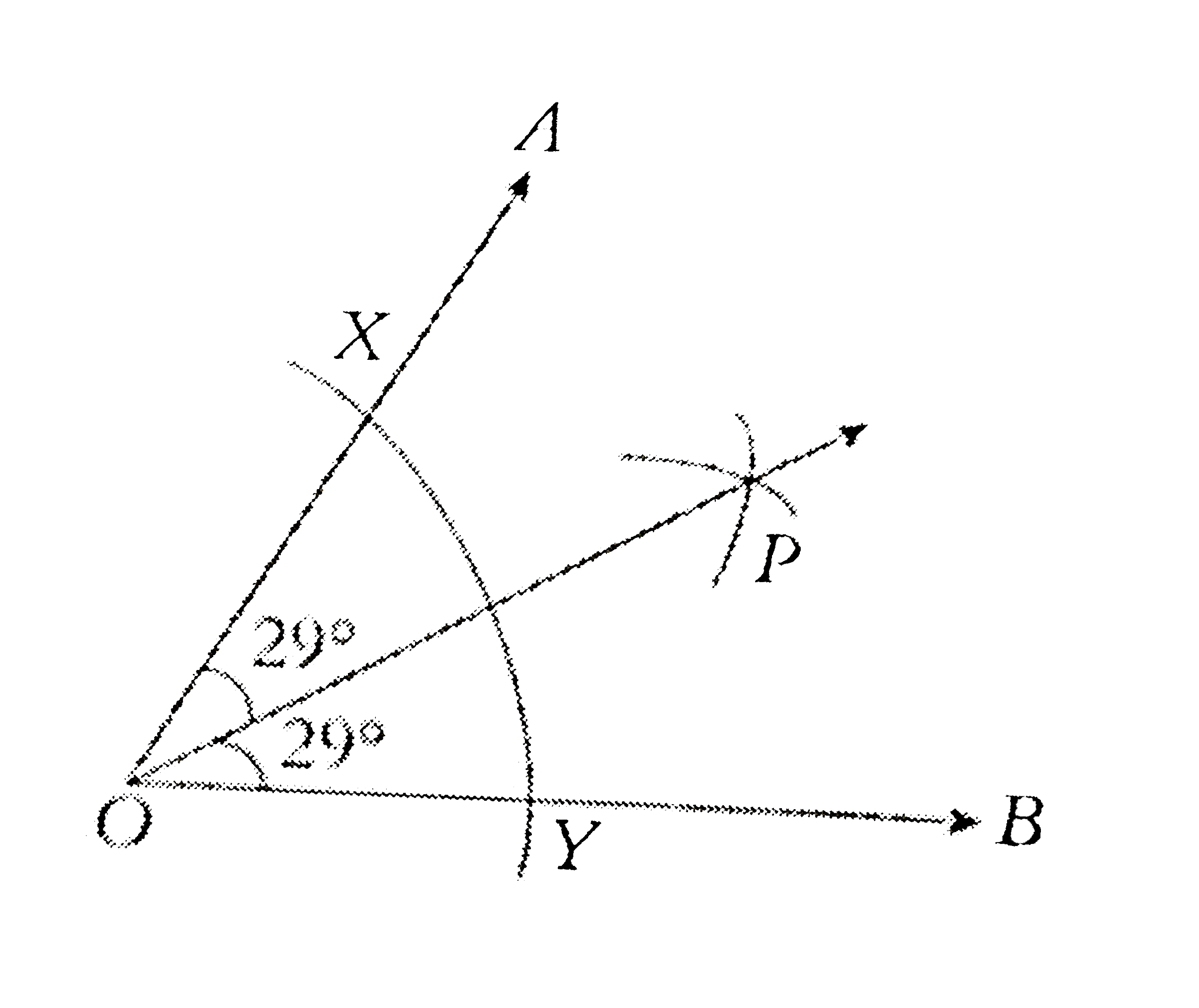 Draw the bisector of angleAOB=58^(@)