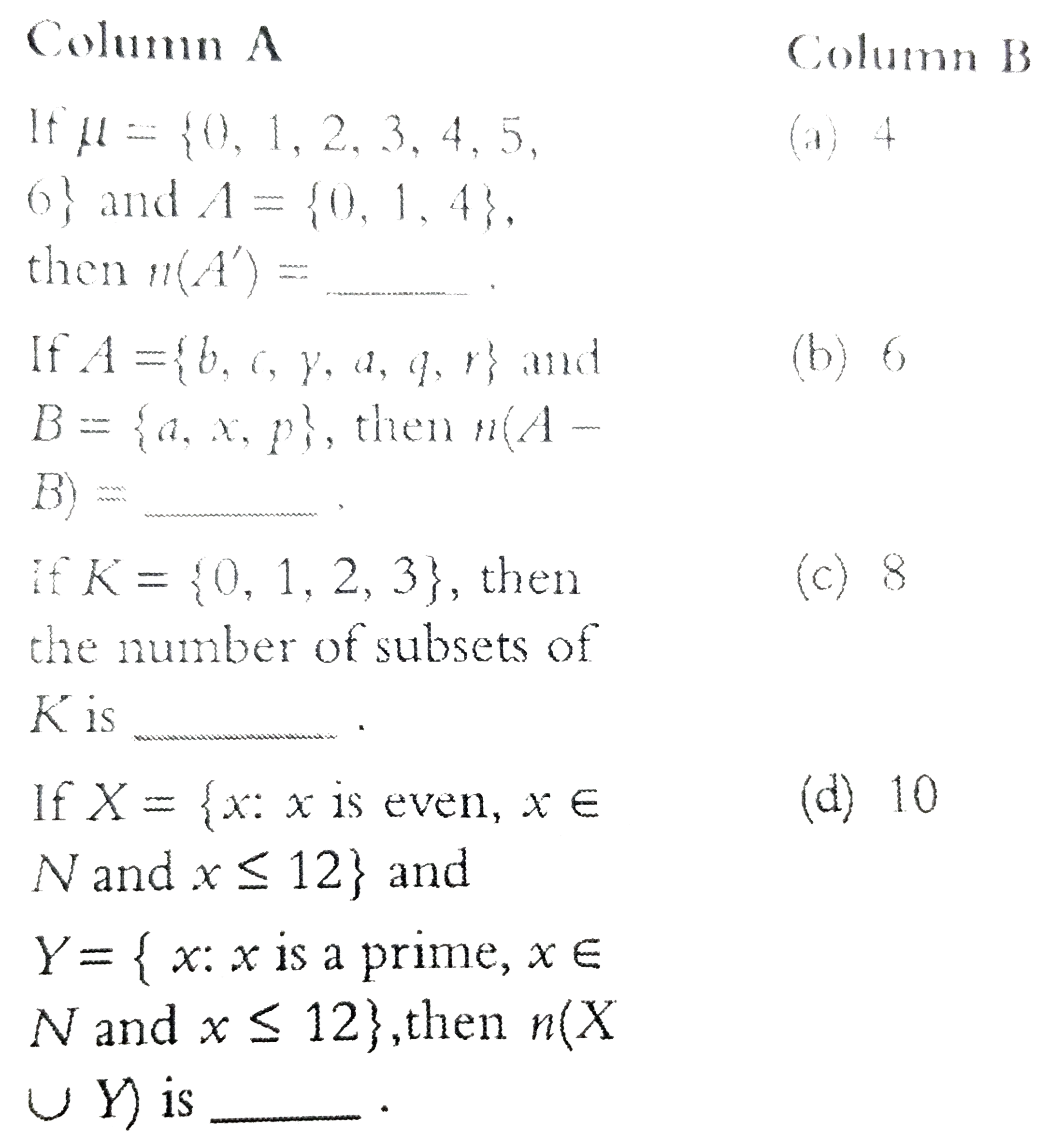 Match the following Column I to Column II