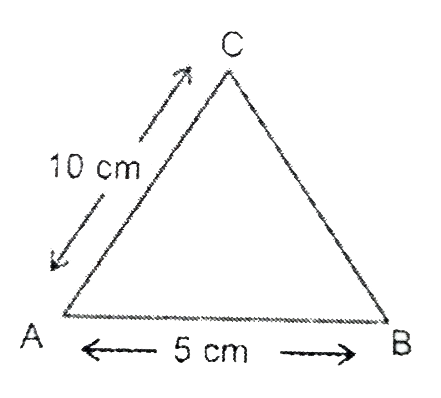 Triangulation method is used to determine the distance between two places A and C. A triangle obtained to a reduced scale is as shown below The ratio of the actual distances from C to another place B: and A to B is 5. Determine the distance between A and C. The actual distance between B and C is 20 km.