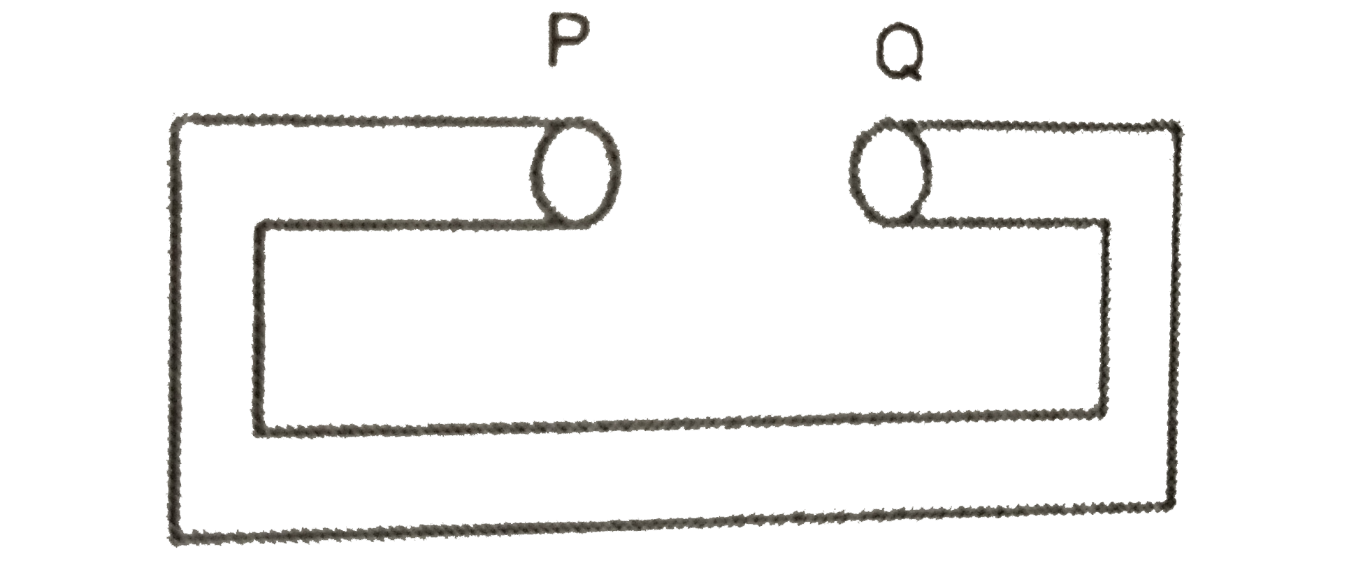 A metallic rod is bent in the form of ractangle as shown in the given figure and heated .Then the gap between the ends P and Q