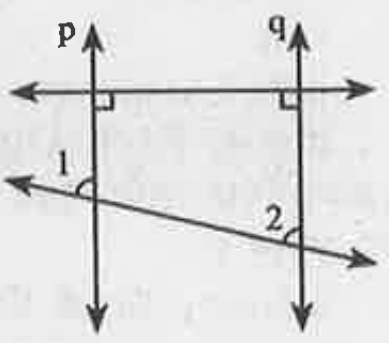 पार्श्व चित्र में r|p और r|q यदि p||q तथा /1=63° हो, तो /2 का मान ज्ञात कीजिए।