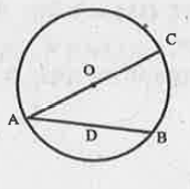 पार्श्व चित्र में वृत्त का केंद्र O है जिसकी एक जीवा AB=30 मिमी तथा व्यास एक=34 मिमी । जीवा AB की केंद्र से दूरी OD होगी: