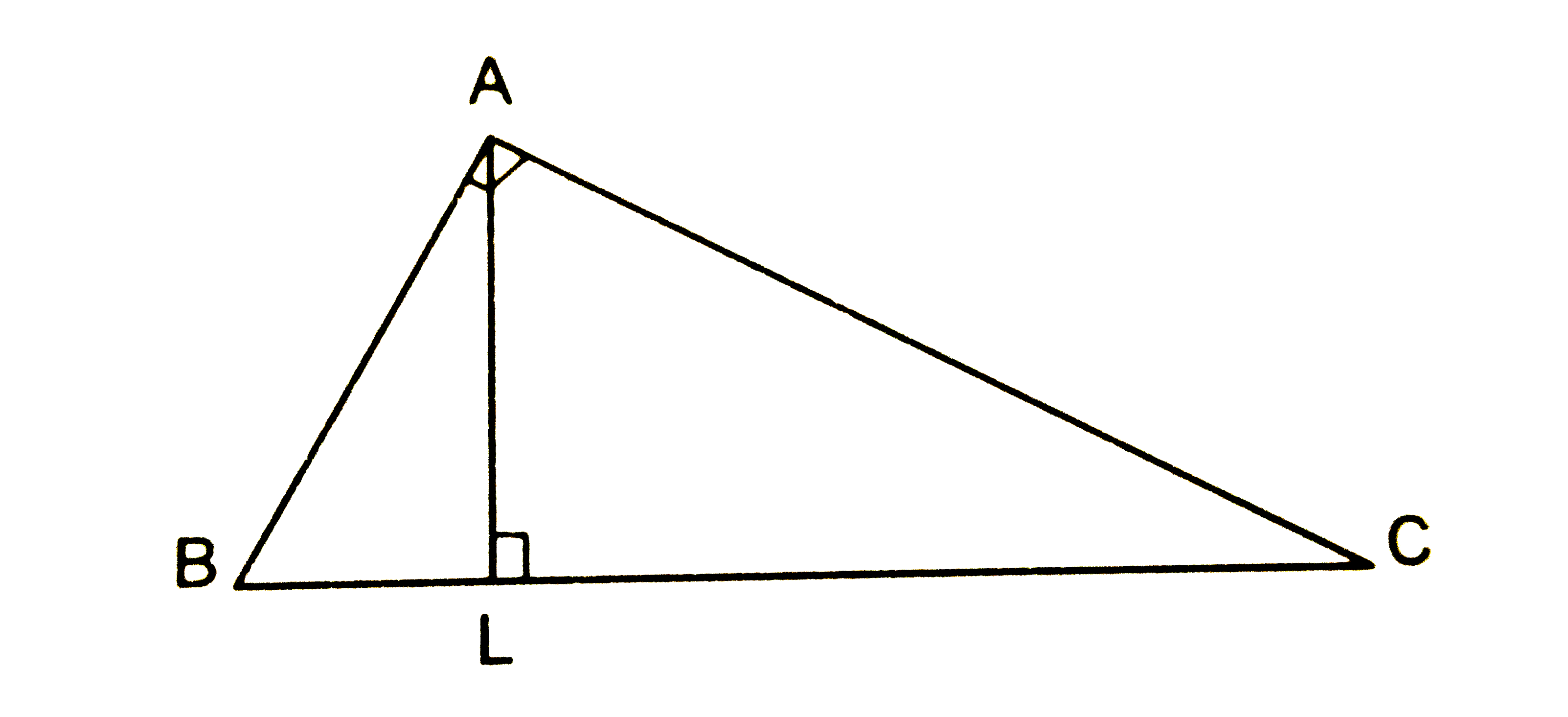 चित्र में, त्रिभुज ABC  में angle A समकोण है तथा AL भुजा BC पर लम्ब है । सिद्ध कीजिए कि angle BAL = angle ACB है ।