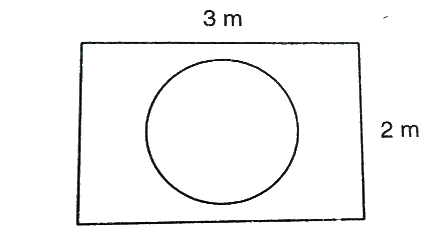 माना आप एक आयताकार क्षेत्र में यादच्छया एक पासा गिराते हैं जैसा कि चित्र 13.13 में दिखाया गया। है। इसकी क्या प्रायिकता होगी कि यह 1 मोटर व्यास वाले वृत्त के अन्दर ही गिरेंगा