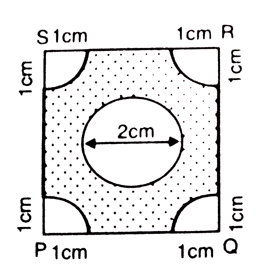 चित्र में, PQRS एक 4 सेमी. भुजा का वर्ग है | छायांकित भाग का क्षेत्रफल ज्ञात कीजिए |