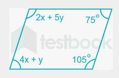 दिए गए समांतर चतुर्भुज ABCD में x और y के मान बराबर है :