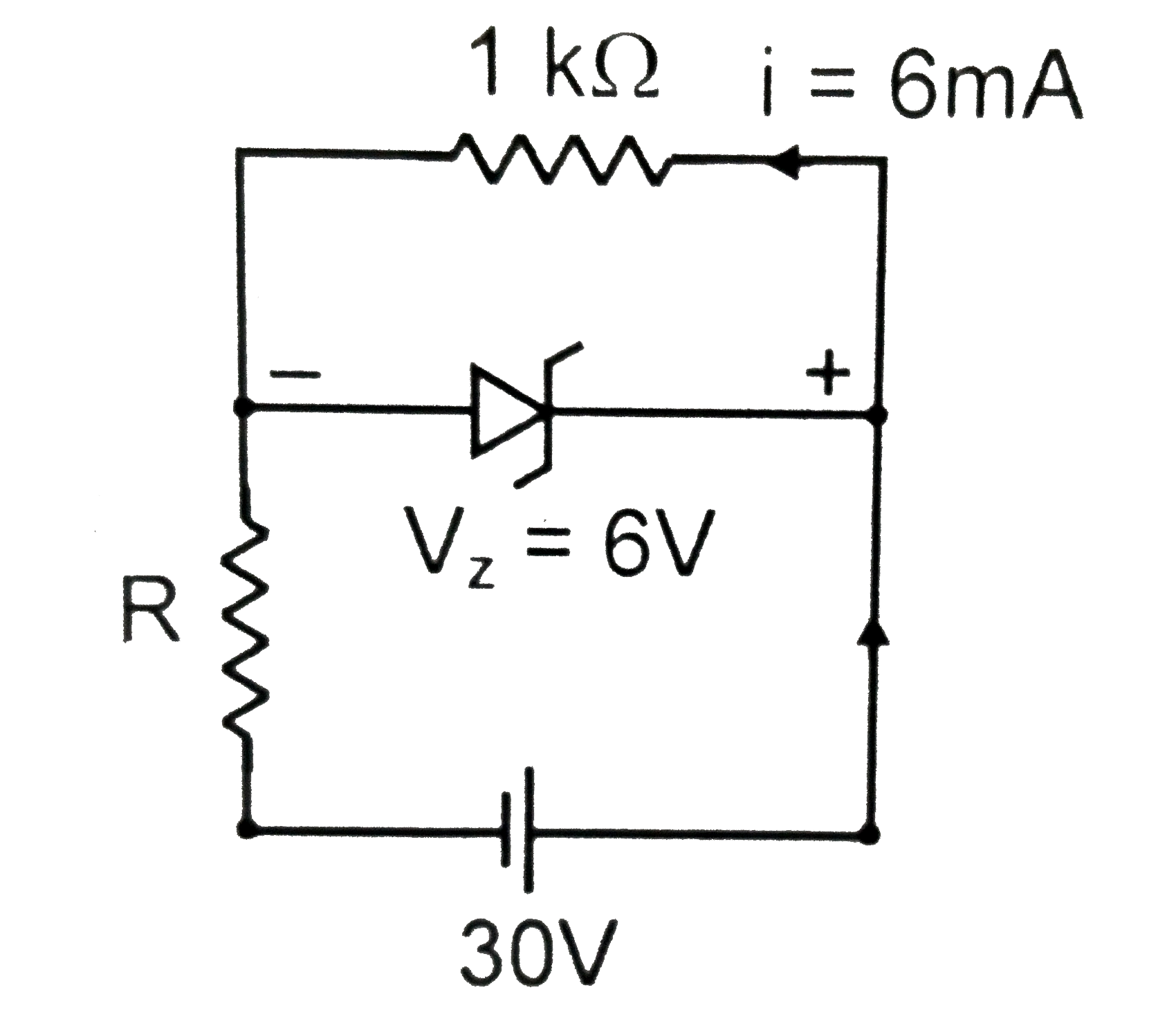 If voltage across zener diode is 6V then find out value of maximum resistance in this condition.