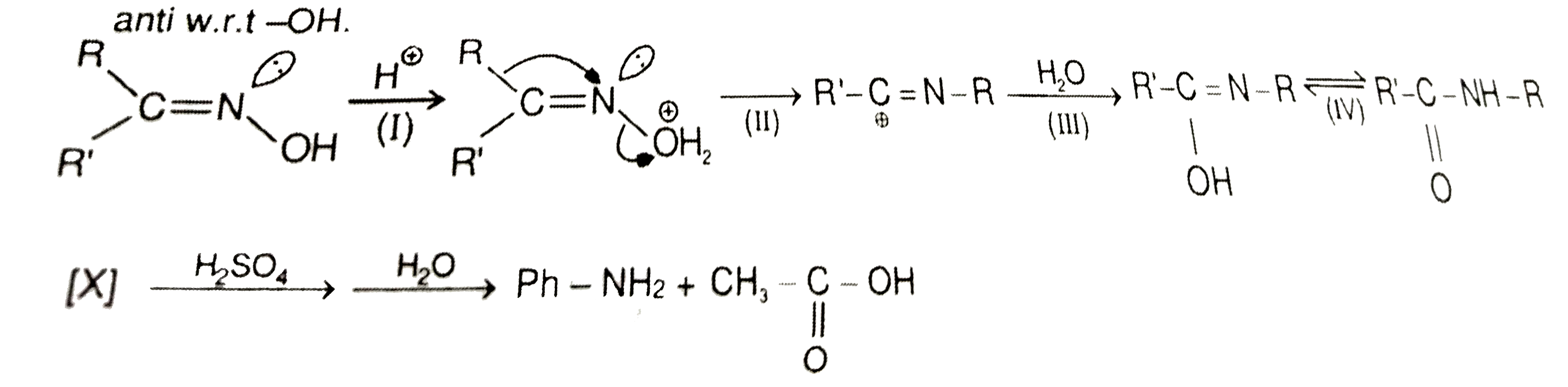 Alldehydes and Ketones react with NH(2)OH to form aldoximes and Ketoximes respectively. Configuration of these can be determined by Beckmann rearragement as that group migrates which is anti w.r.t -OH         The product (B) is :